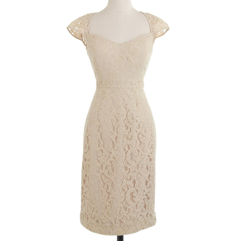 J CREW Tinsley Dress in Leavers Lace 4 Champagne